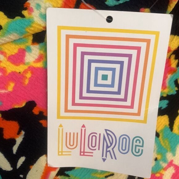 LuALaRoe Cassie Size Large Pink Yellow Black Blue Orange Stretch MIDI Skirt New - Picture 5 of 8